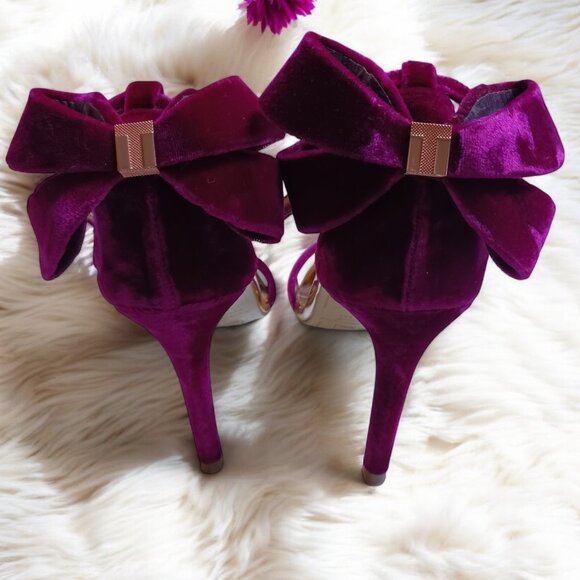 💖 Ted Baker Torabel Velvet Bow Heels – Fuchsia – EU 39 (UK 6 / US 8.5) - Picture 2 of 12